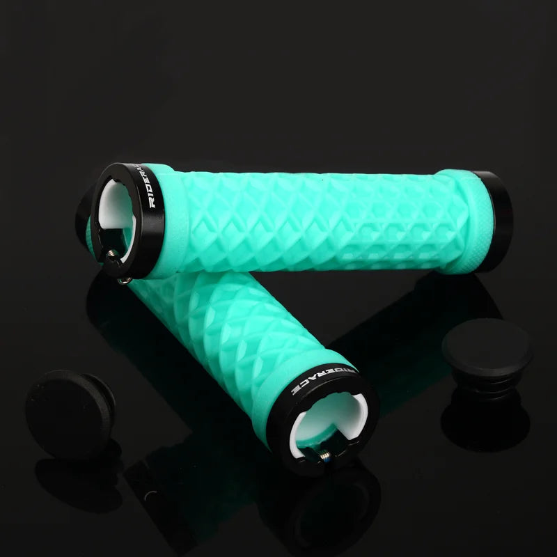 RIDERACE Bicycle MTB Handlebar Grips Soft Rubber MTB Mountain Bike Lock on Handle Bar Cover Shockproof Anti-Slip Ergonomic Cycling