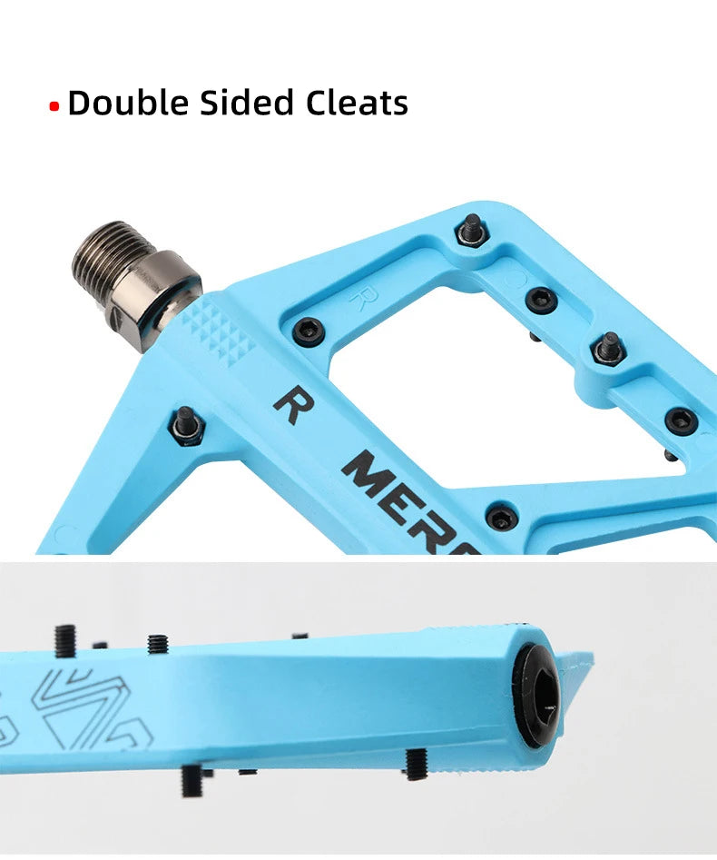 Meroca Flats Bicycle Pedal MTB Fiber Widened Nylon Fiber Ultralight Seal Dual Bearing BMX Mtb Bicycle Pedals Accessories