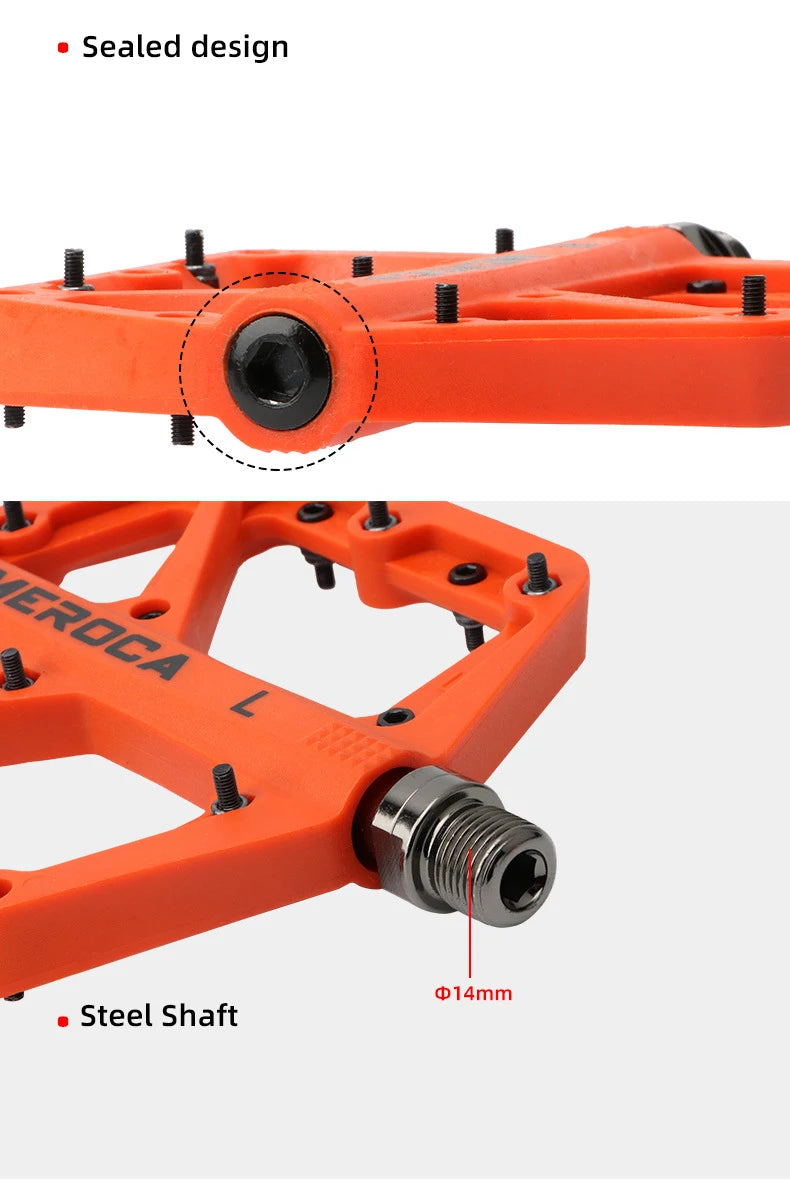 Meroca Flats Bicycle Pedal MTB Fiber Widened Nylon Fiber Ultralight Seal Dual Bearing BMX Mtb Bicycle Pedals Accessories
