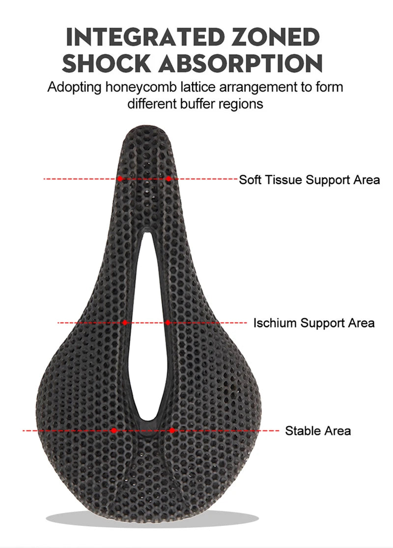 Bicycle 3D Printed Saddle Ultralight Carbon Fiber Road Mountain Bike Seat Cushion Hollow Comfortable 3D MTB Saddle Seat