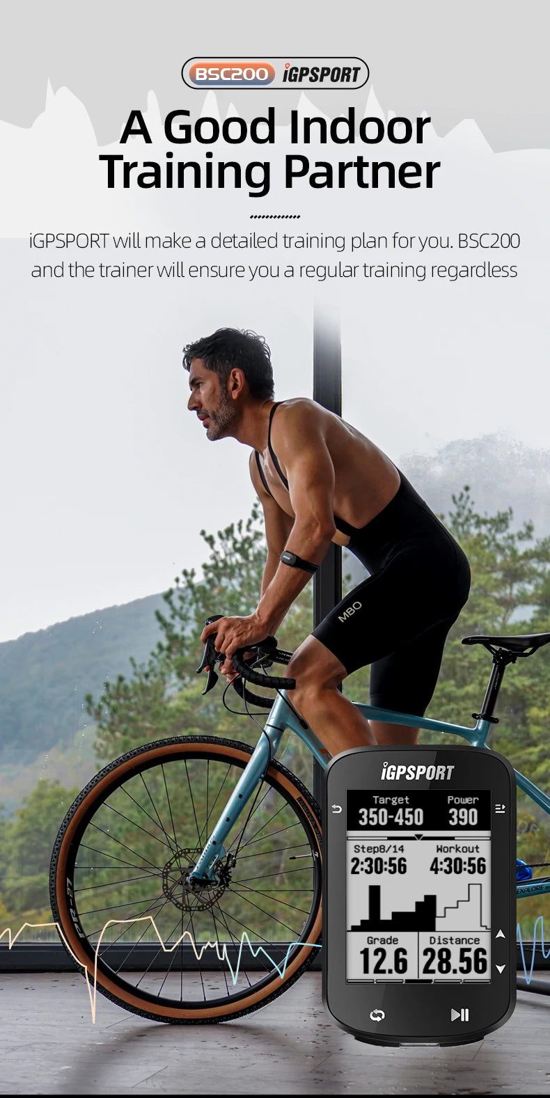 IGPSPORT BSC200 GPS Bicycle Computer Cycling Odometer Wireless Speedometer Route Navigation ANT + Bluetooth5.0 Accessories Strava