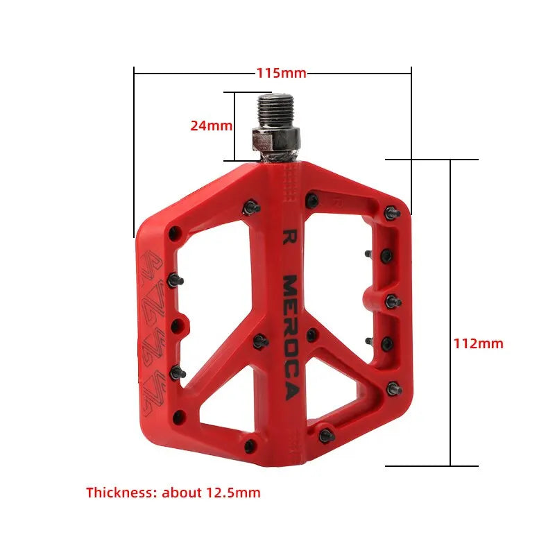 Meroca Flats Bicycle Pedal MTB Fiber Widened Nylon Fiber Ultralight Seal Dual Bearing BMX Mtb Bicycle Pedals Accessories