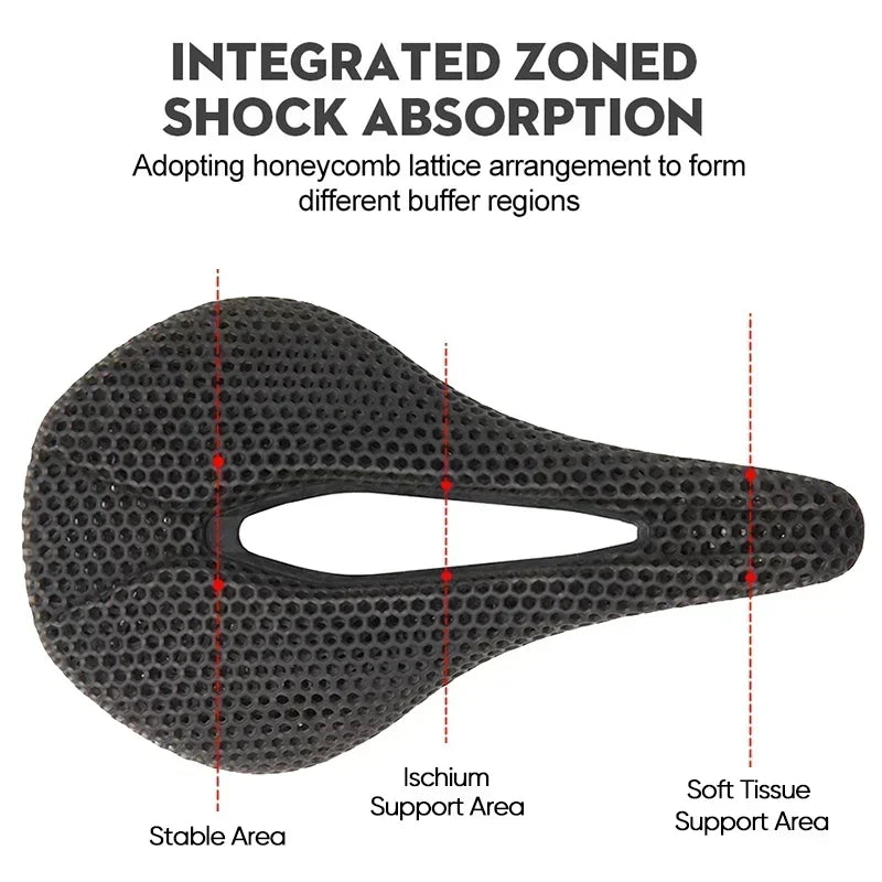 Bicycle 3D Printed Saddle Ultralight Carbon Fiber Road Mountain Bike Seat Cushion Hollow Comfortable 3D MTB Saddle Seat
