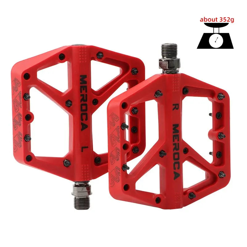 Meroca Flats Bicycle Pedal MTB Fiber Widened Nylon Fiber Ultralight Seal Dual Bearing BMX Mtb Bicycle Pedals Accessories