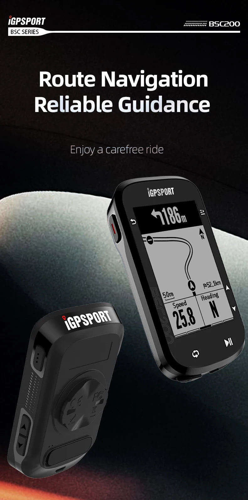 IGPSPORT BSC200 GPS Bicycle Computer Cycling Odometer Wireless Speedometer Route Navigation ANT + Bluetooth5.0 Accessories Strava