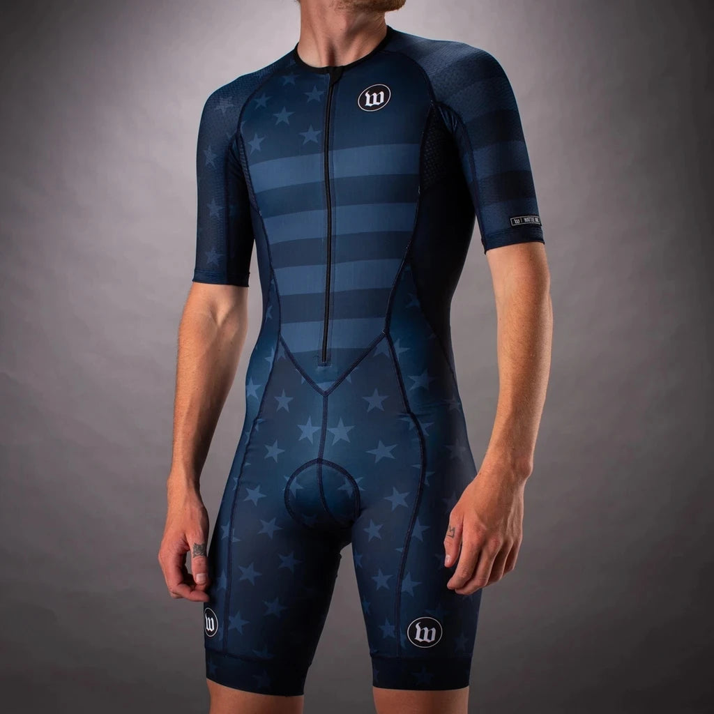 Mens Triathlon Suit Jersey Road Team Speed Suit One Piece Jumpsuit Skinsuit