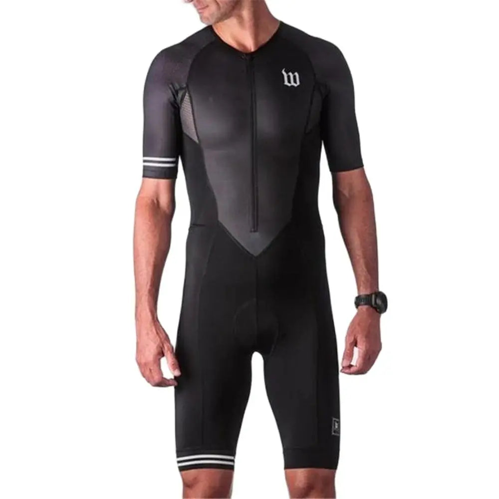 Mens Triathlon Suit Jersey Road Team Speed Suit One Piece Jumpsuit Skinsuit