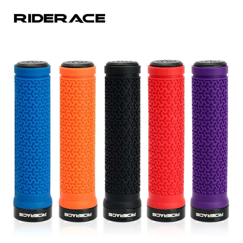 RiderRace MTB Grips MTB Mountain Bike Soft Single-sided Locking Handlebar Cover Plug Rubber Non-slip Cycling Accessories