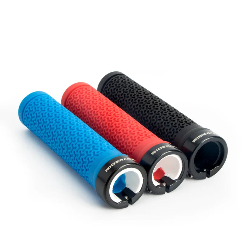 RiderRace MTB Grips MTB Mountain Bike Soft Single-sided Locking Handlebar Cover Plug Rubber Non-slip Cycling Accessories