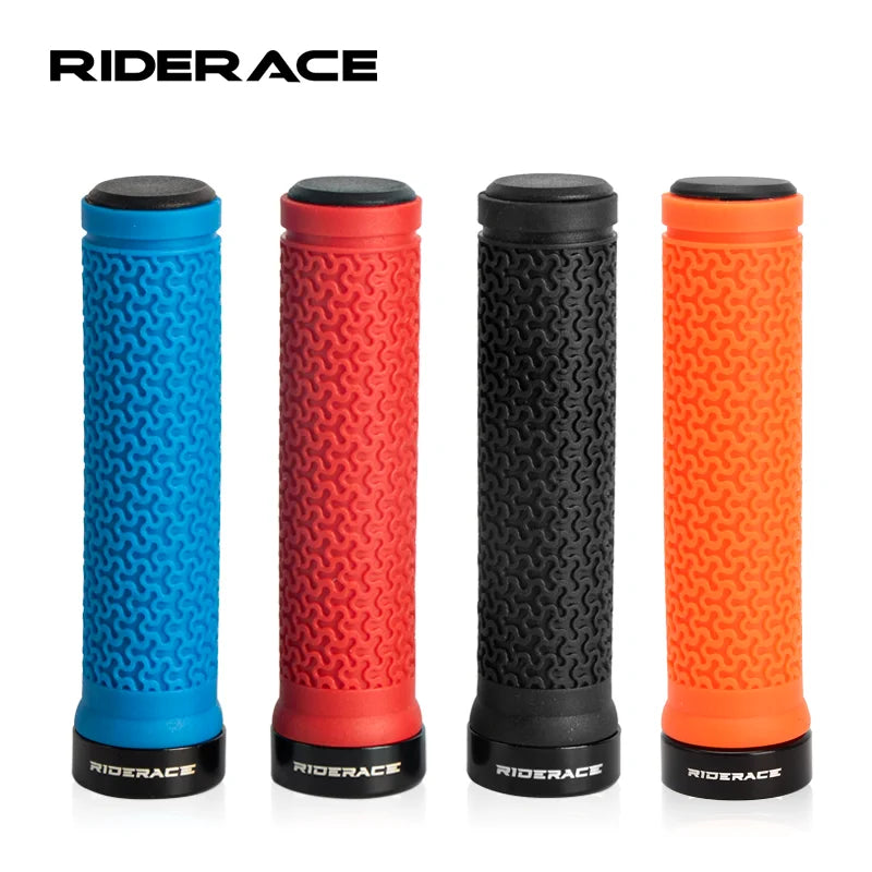 RiderRace MTB Grips MTB Mountain Bike Soft Single-sided Locking Handlebar Cover Plug Rubber Non-slip Cycling Accessories