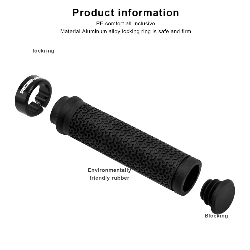 RiderRace MTB Grips MTB Mountain Bike Soft Single-sided Locking Handlebar Cover Plug Rubber Non-slip Cycling Accessories