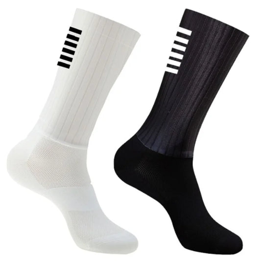 Anti Slip Silicone Summer Aero Socks Whiteline Cycling Socks Men Bicycle Sport Running Bike Socks Calcetines