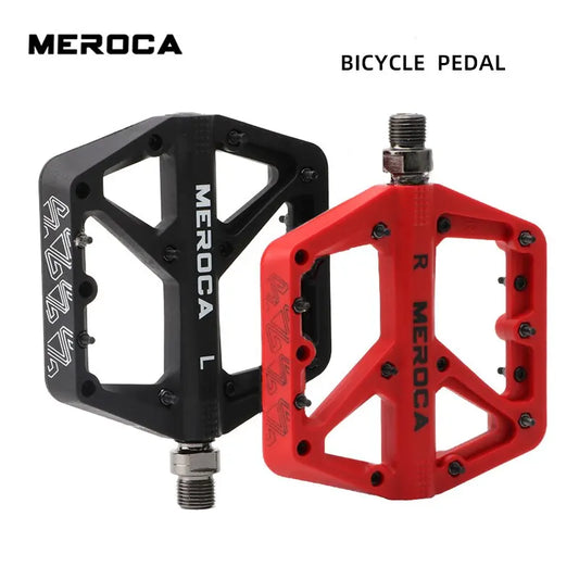 Meroca Flats Bicycle Pedal MTB Fiber Widened Nylon Fiber Ultralight Seal Dual Bearing BMX Mtb Bicycle Pedals Accessories